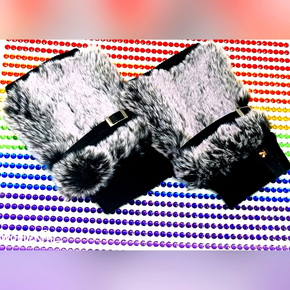 Furluxe Faux Fur Real Leather Gloves